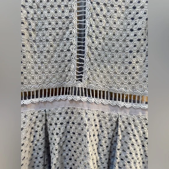 Aqua Blue Lace Dress with Crochet Detailing - Picture 7 of 14